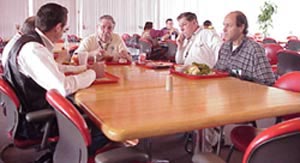 Shooting the breeze with the lunchtime regulars